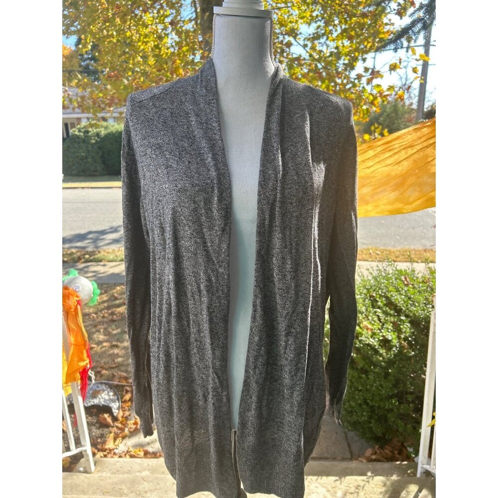 Gray Open Front Cardigan Sweater Long Sleeve Casual‎ Everyday Layering